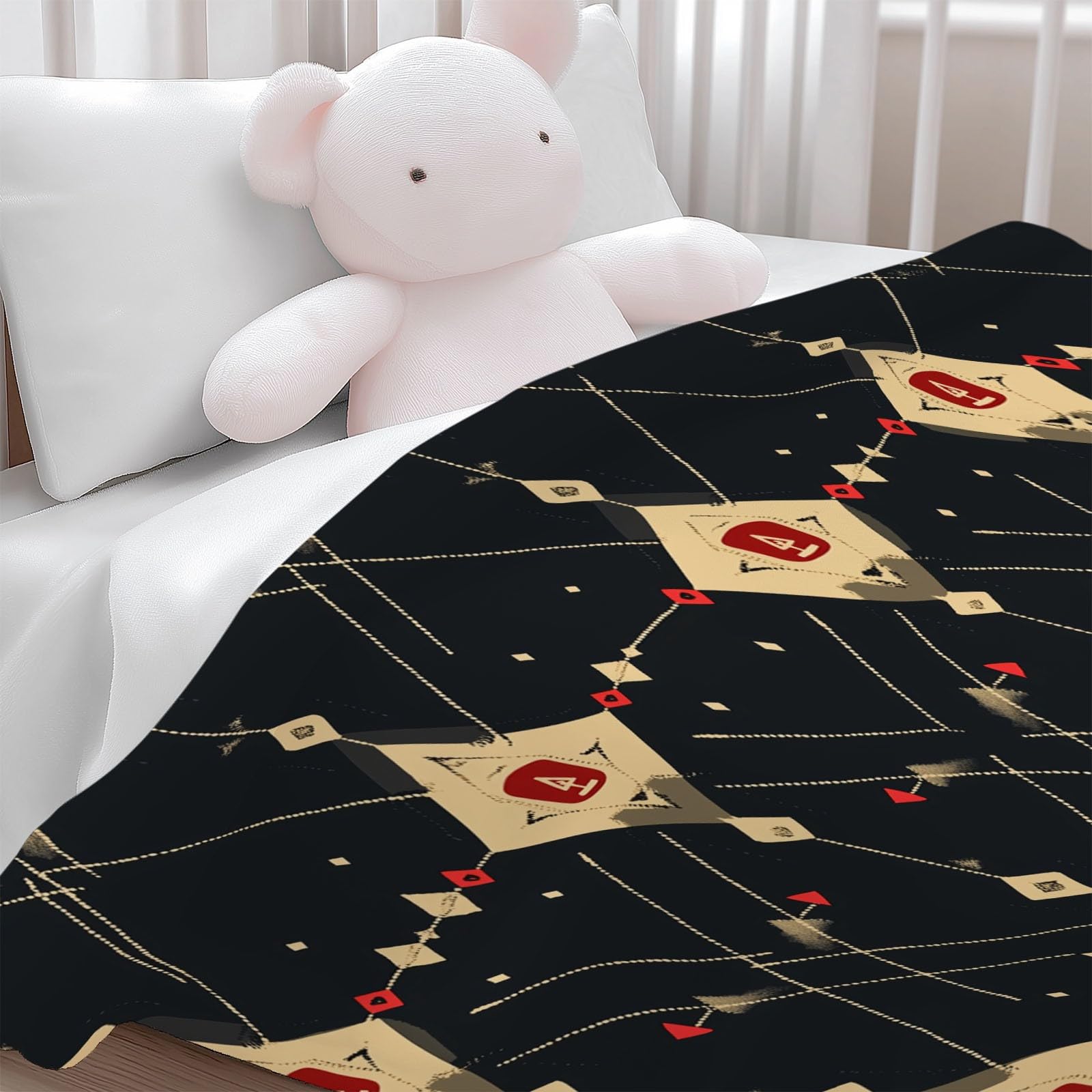 Koc flanelowy 220 x 240 cm w stylu retro, puszysty koc z mikrofibry, na sofę i łóżko, miękki i ciepły koc flanelowy, czarny