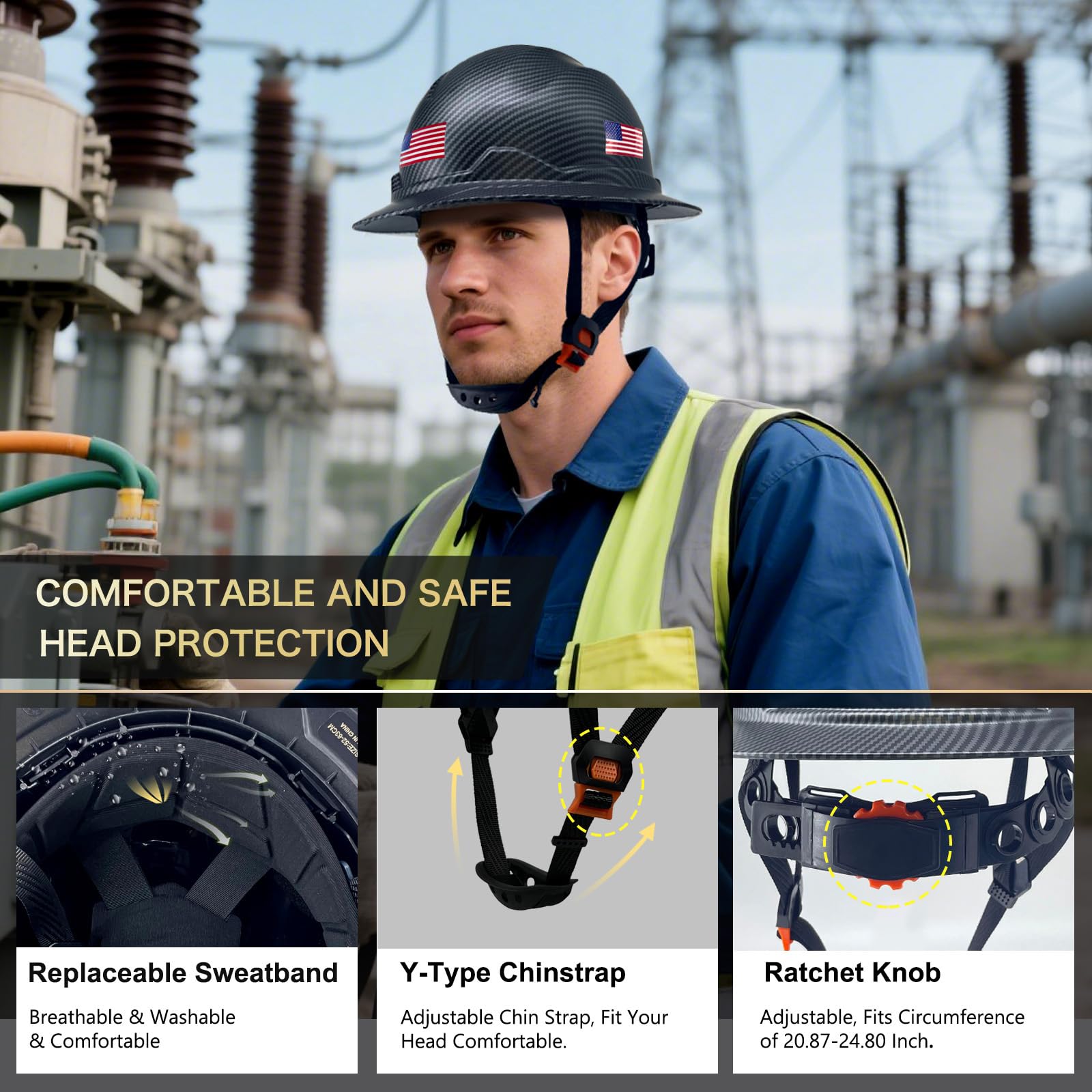 SAFEBUILDER G1E Casque de sécurité à large bord ANSI classe E en polyéthylène haute densité Protection de la tête industrielle