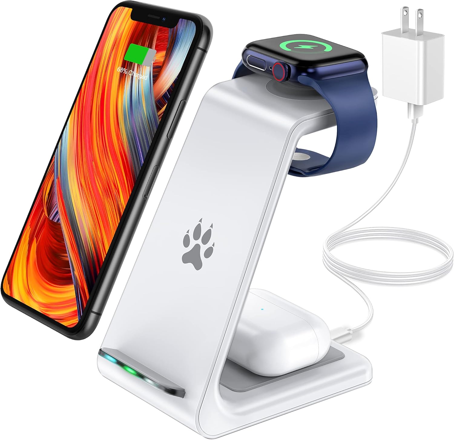 Wireless Charging Station, 3 in 1 Fast Wireless Charger Charging Stand Compatible with Apple Watch Se 6 5 4 3 2, Airpods Pro/2 and iPhone 13 Pro, 13, 12 Pro max, 12, 11 Pro, 11, Xs max, Xr, X(Black) : Cell Phones & Accessories