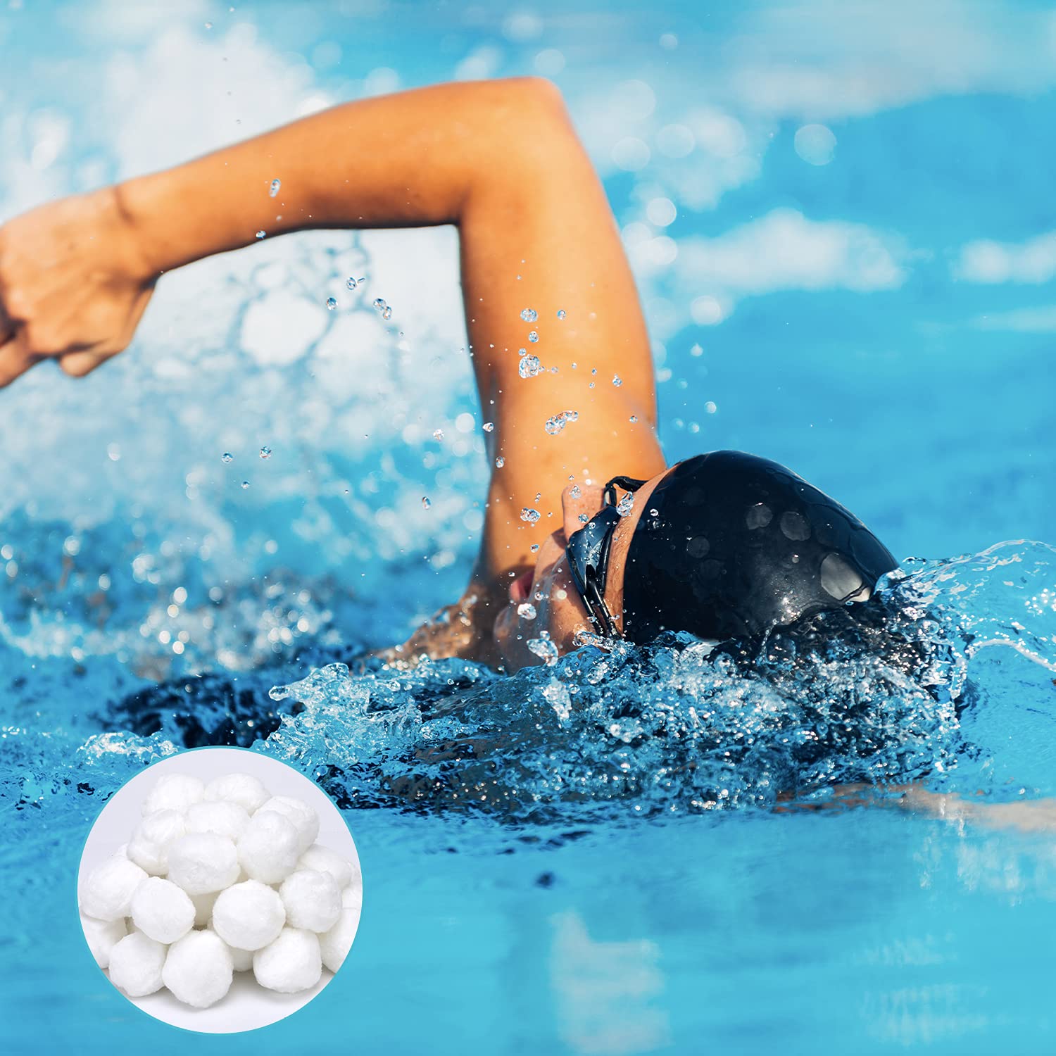 Sfere filtranti per sistemi di filtraggio a Sabbia, Sfere filtranti per Piscina da 700 g per sostituzioni di Sabbia filtrante da 25 kg, Adatte per filtri per Piscina(700g) (1400)