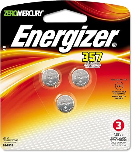 Energizer Batería 357BPZ-3 Batería de botón de reloj/calculadora con cero mercurio - tarjeta/3 (paquete de 10) total de 30 baterías.