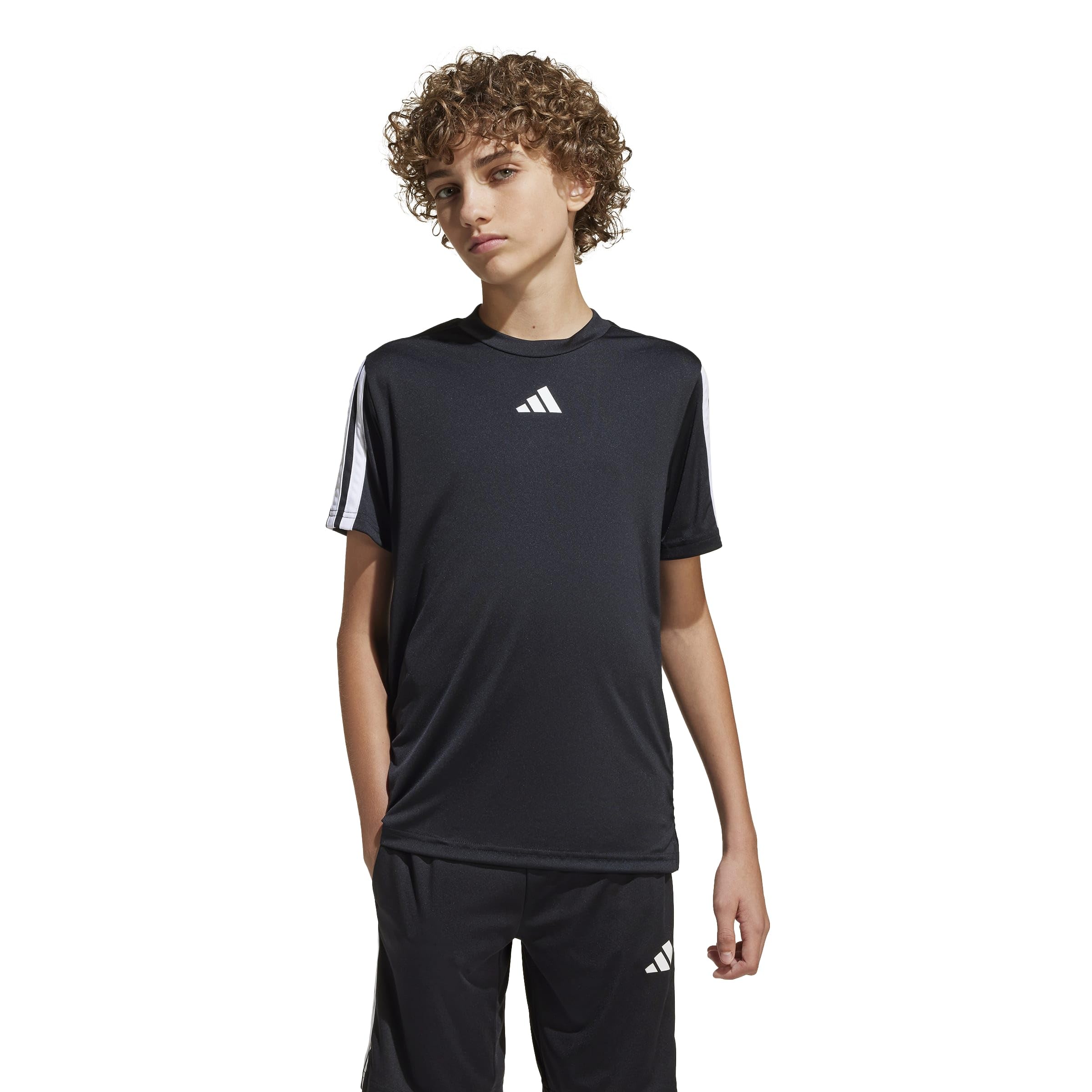 adidas Niños Train Essentials 3-Stripes Shirt Black White 13-14 Years
