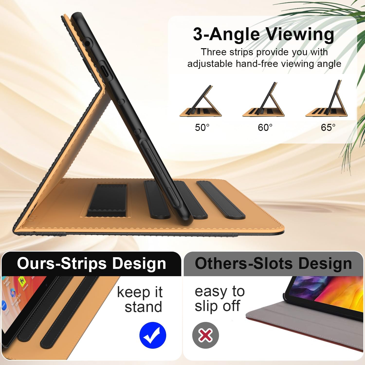 ZoneFoker for 10 Tablet Case (13th/11th Generation 2023/2021 Released), PU Leather Folio Cover with Multi-Angle Stand/Pen Holder, Auto Wake/Sleep for 10/10 Plus, Black+Black