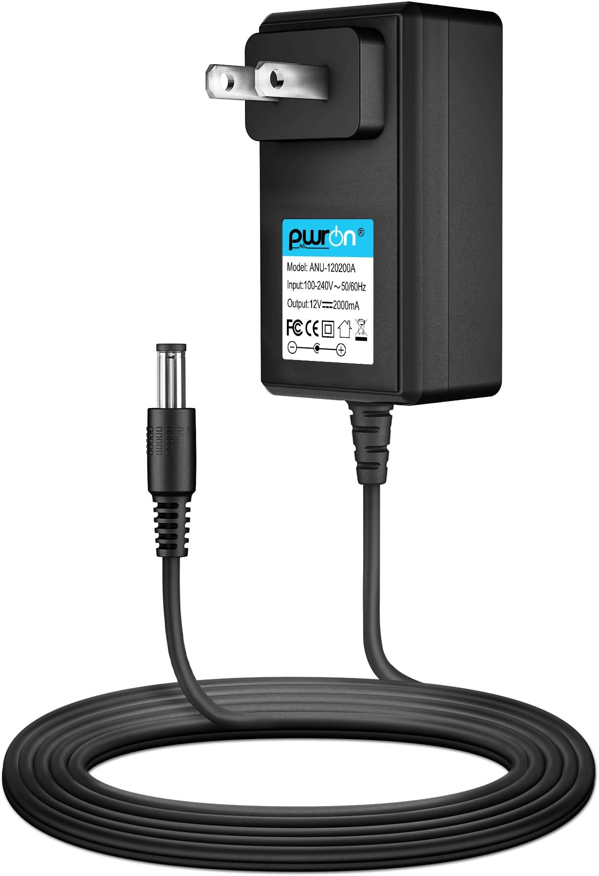 PwrON (6.6FT Long) 12V 2A Ac Dc Adapter Charger Compatible