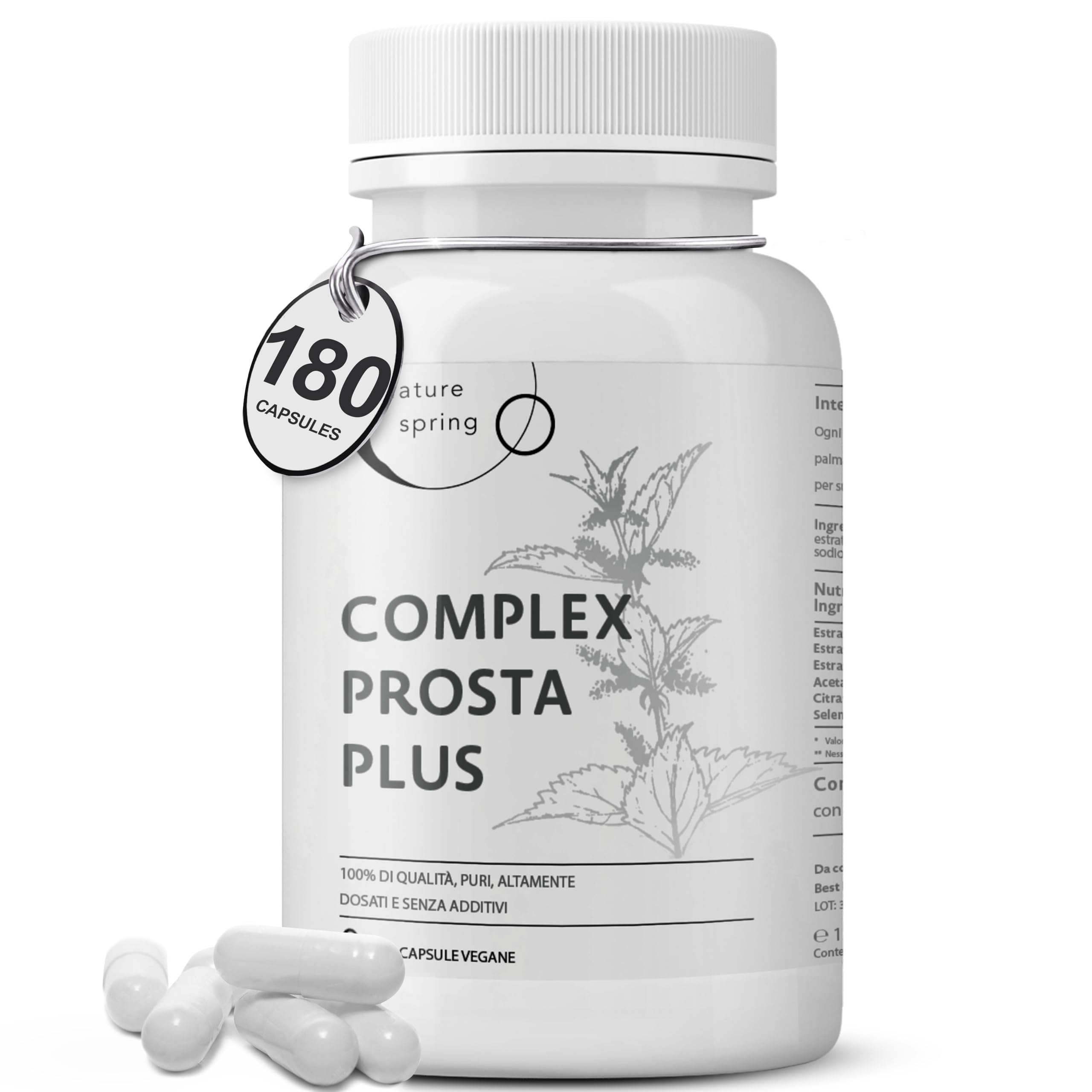 Prosta Plus Complex – 180 Capsule Prostata ad Alta Dose – Formula Completa con Palma Nana (Saw Palmetto), Semi di Zucca e Radice di Ortica con Zinco, Vitamina E e Selenio – Integratore Prostata Testat