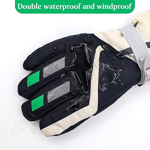 Miniatura 3 de HADEEONG Guantes de invierno para niños, impermeables, guantes de nieve para niños y niñas, guantes cálidos para deportes al aire libre, snowboard,