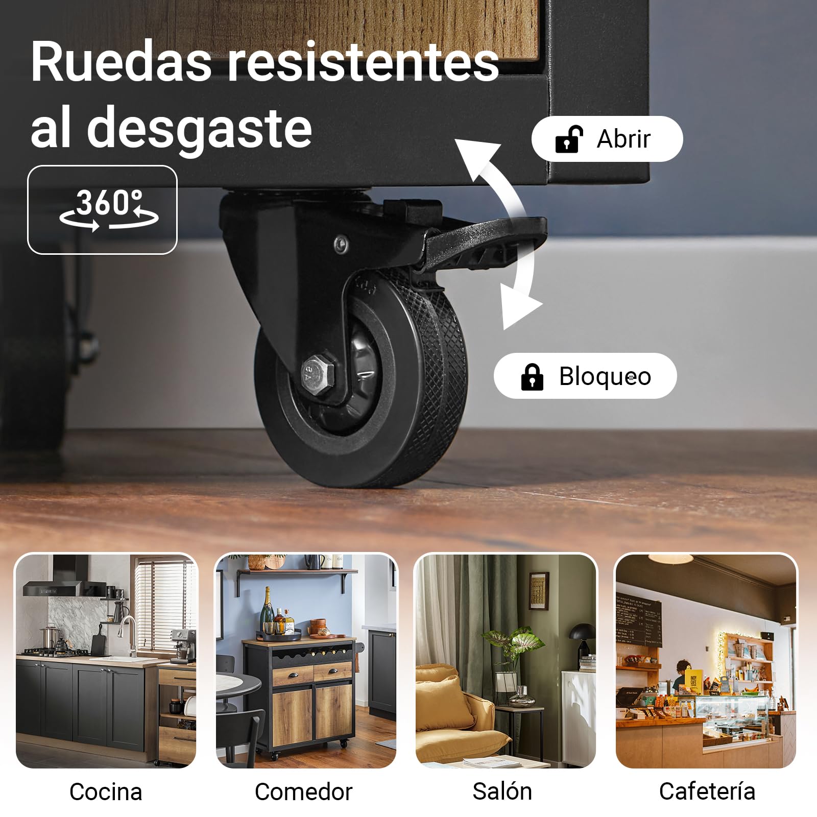 SoBuy Carrito Auxiliar de Cocina con 2 Cajones y 2 Puertas Carro Multiusos de Servicio Comedor con 4 Ruedas 1 Toallero y 1 Soporte para Botella Industrial 89 x 39 x 87 cm FKW122-SCH ES