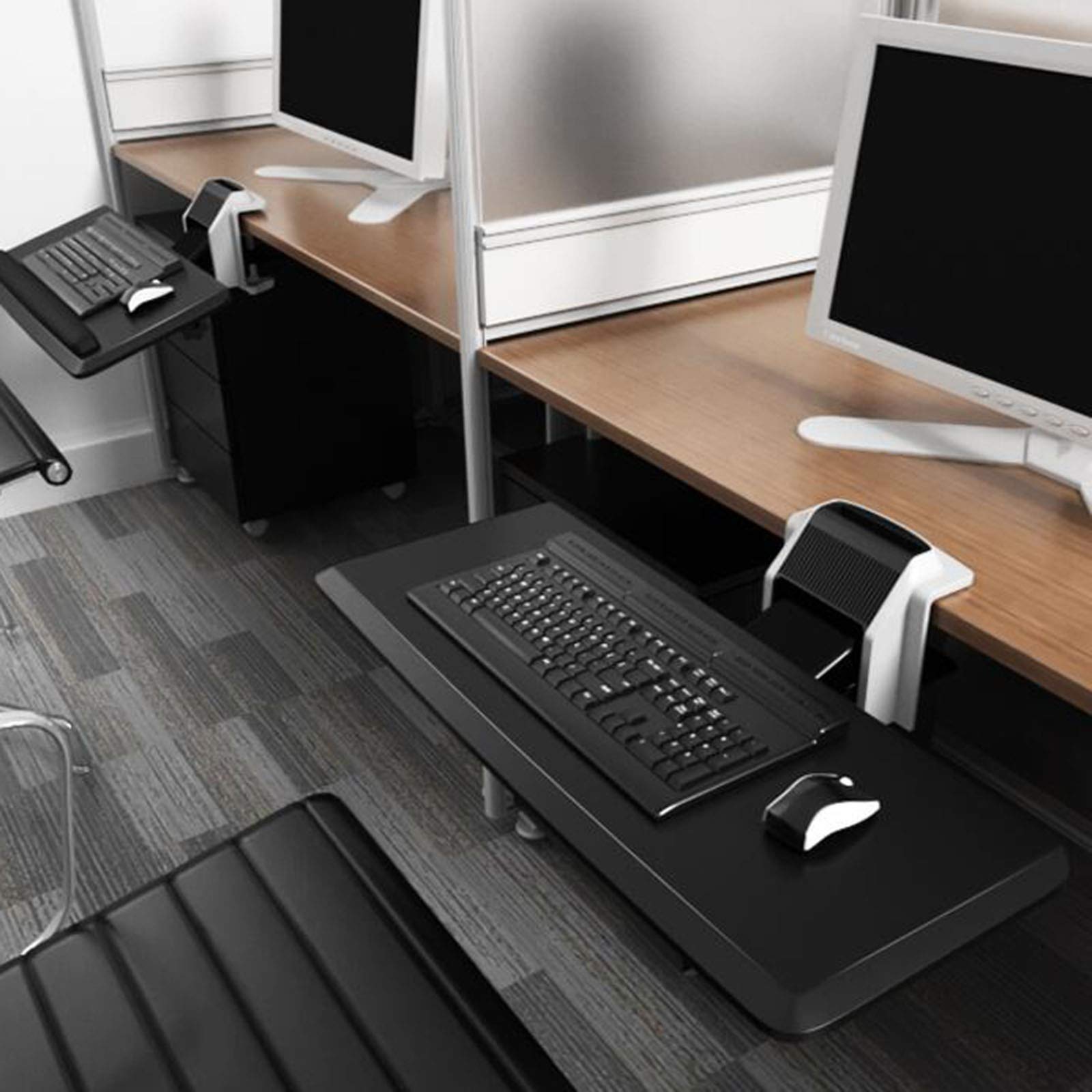 Ergonomia Szuflada Na Klawiaturę Pod Biurkiem, Regulowana Półka Na Klawiaturę, Klawiatura Komputerowa I Podstawka Pod Mysz, Szuflada Na Klawiaturę, Regulowana Wysokość/Kąt Nachylenia (Czarny)