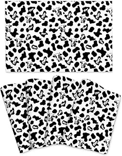Cow Print Placemats Set of 4 Linen 12"x18" Black White Decorative Place Mats Washable Kitchen Table Mats for Dining Outdoor Farmhouse Home Decor Holiday Party Dining Mat