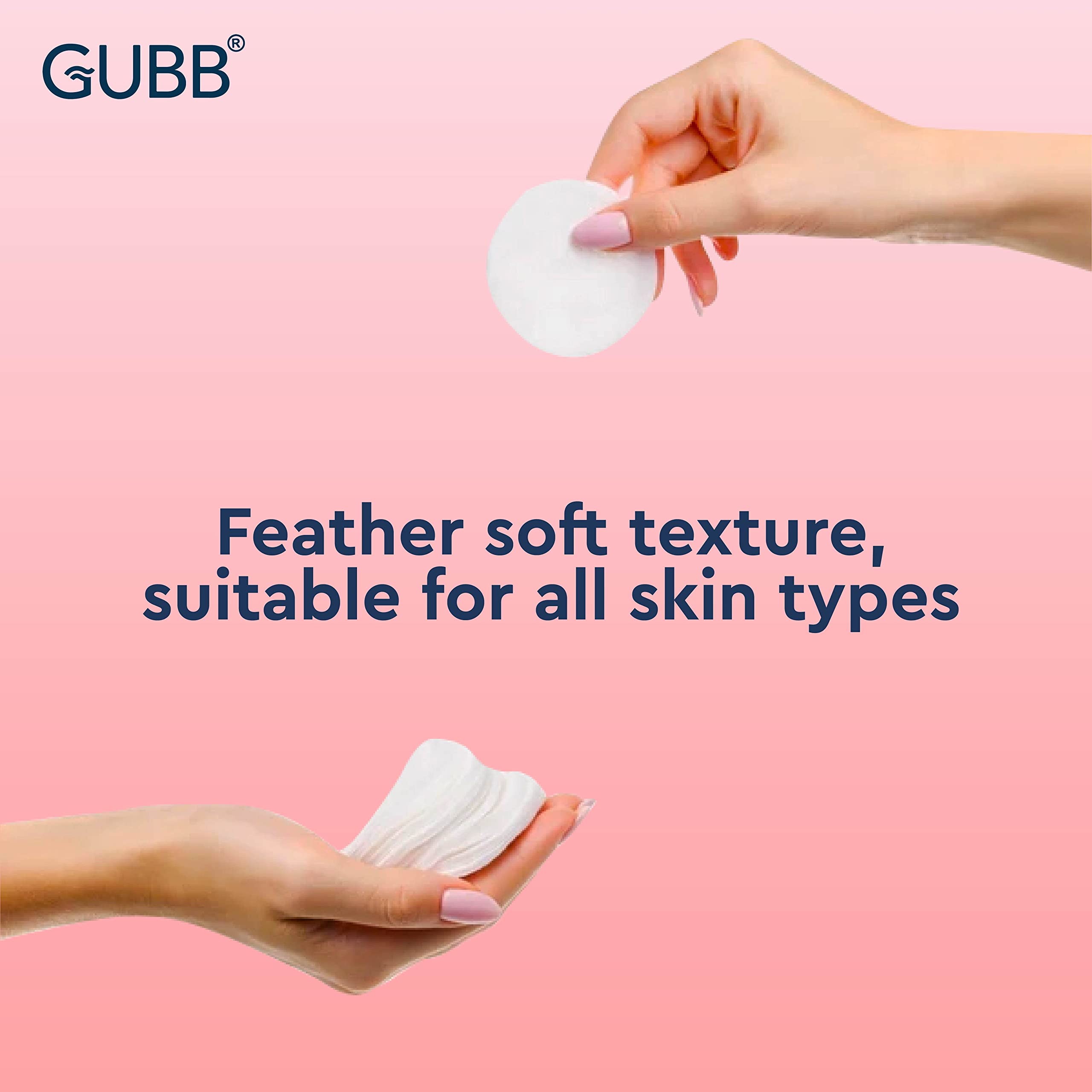 GUBB Hypoallergenic 100% Cotton Pads For Face Cleansing & Makeup Removal - Made of pure cotton | Safe for skin | Suitable for Women | Deep cleansing | Round shape, Non Woven - 80 Makeup Remover Pads, Pack Of 2 4