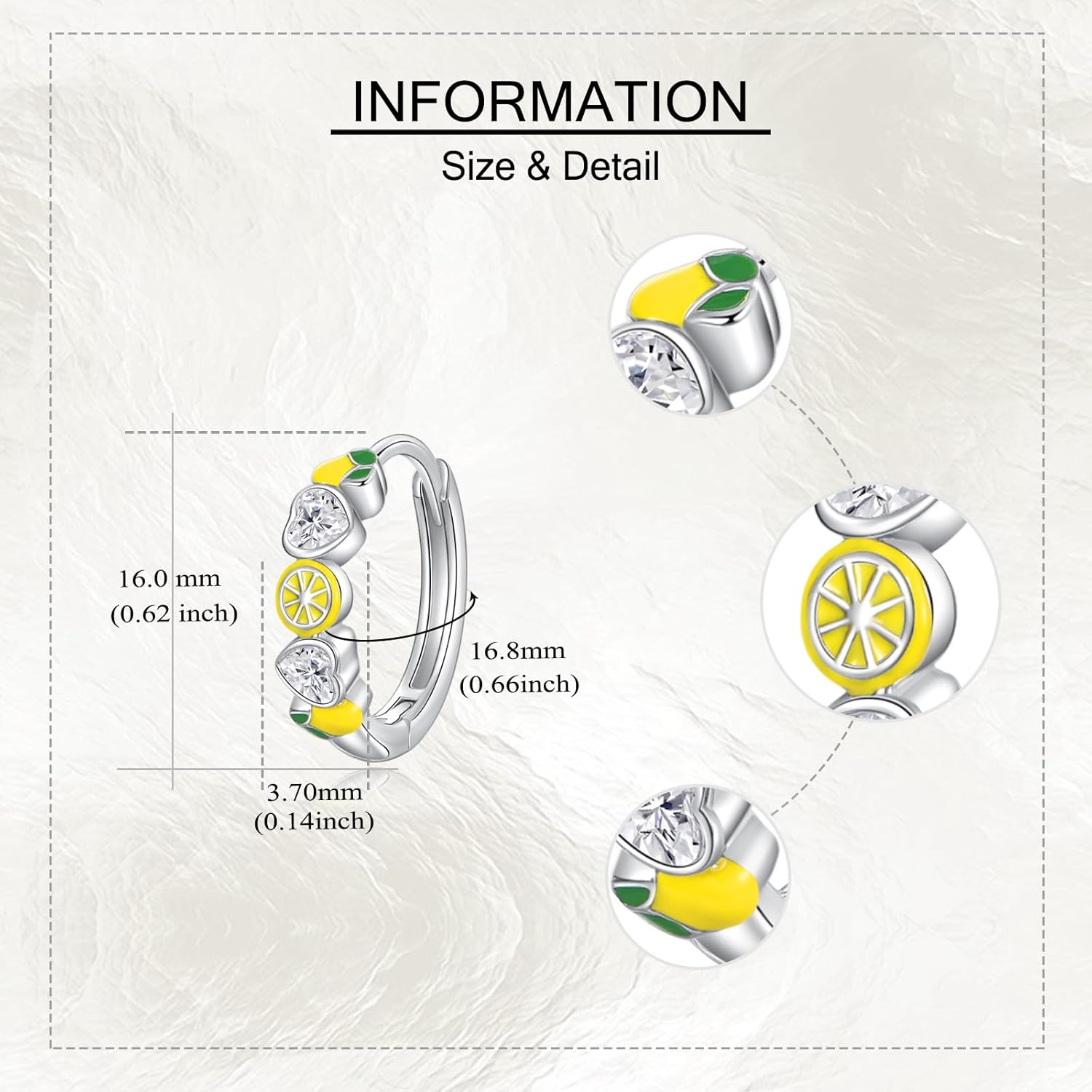 URONE Lemon Earrings 925 Sterling Silver Lemon Hoop Earrings Fruit Jewelry Gifts for Women