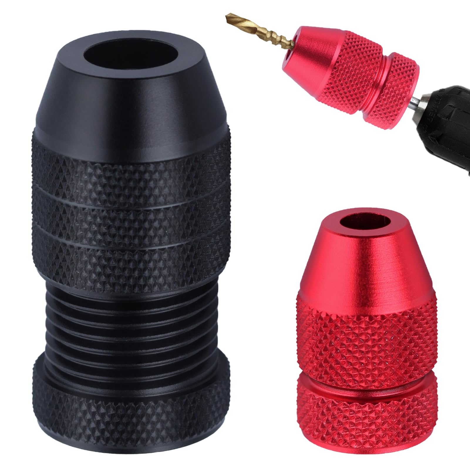 SPEEDWOX 2pcs Adjustable Drill Stop Applicable Aluminum Alloy Drill Bit Stop Collar Set Size Range 5/64 inch-3/16 inch 15/64 inch-7/16 inch for Furniture Tile Wood Metal Plastic