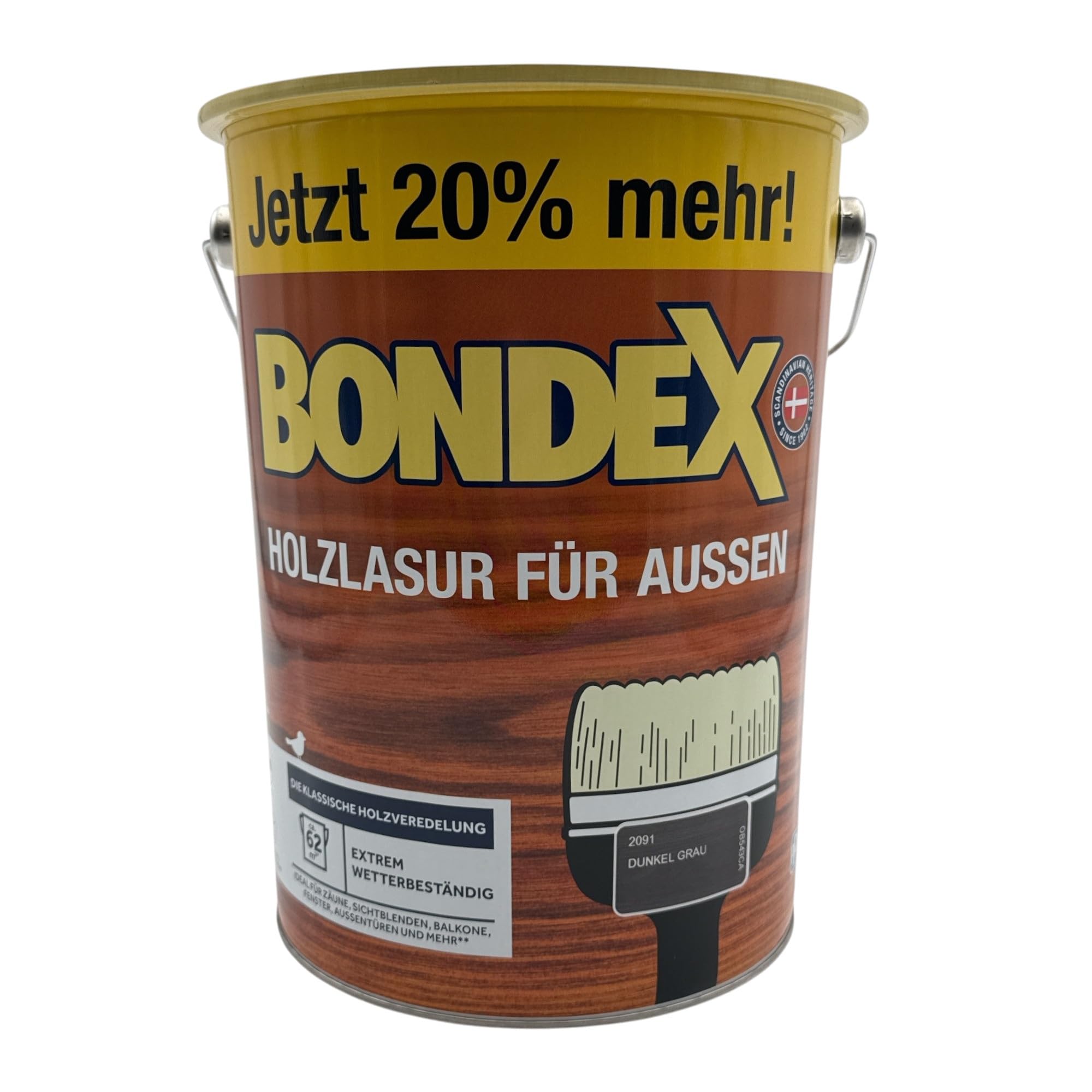 zbs24 Bondex Barniz para madera para exterior gris oscuro, 4,8 litros, incluye juego de 3 pinceles, alta resistencia a la intemperie, protección intensa contra la humedad