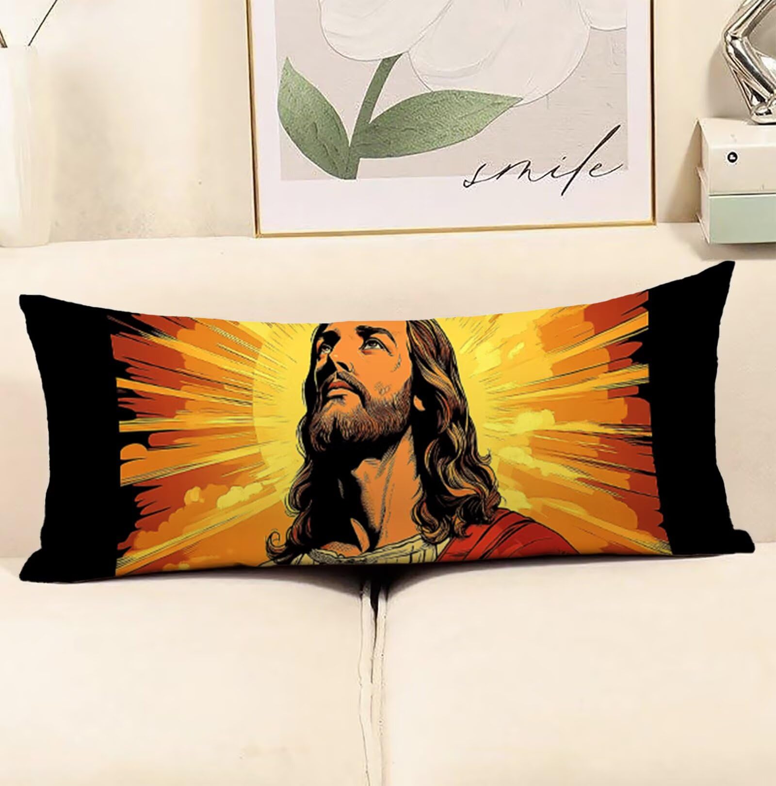 Ángel Fundas Almohada 60x180 cm Funda de Almohada Hombre Cojines Cama Terciopelo Suave Mejorar la Calidad del Sueño, con Cremallera Invisible Funda de Cojín, Decoración del Hogar para Sofá Cama R-9565