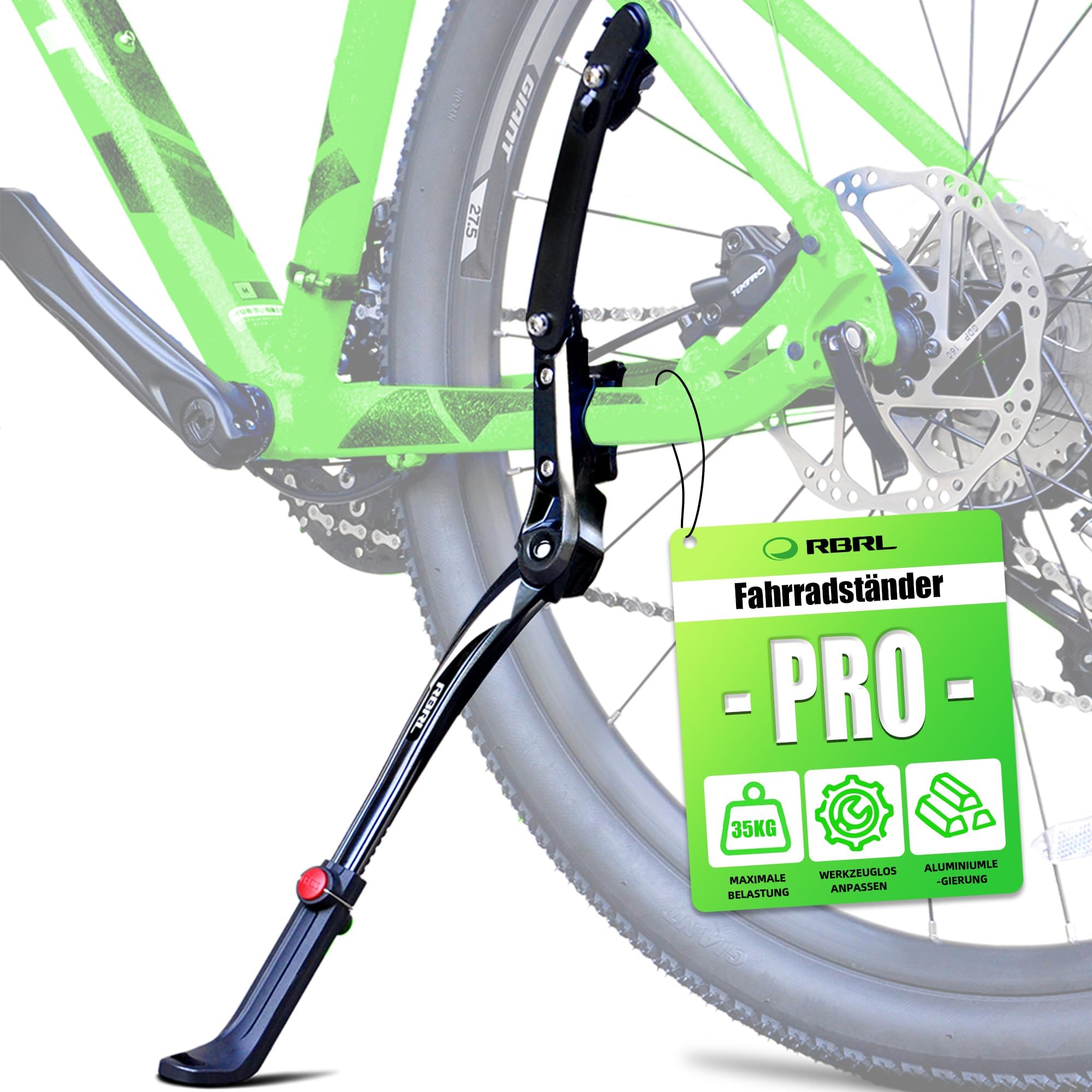RBRL Fahrradständer Aluminiumlegierung, Seitenständer Fahrrad Universal für 26-29 Zoll, Stabil Fahrradständer für Mountainbike/Rennrad/MTB, Höhenverstellbar mit rutschfestem Gummifuß Sport & Freizeit