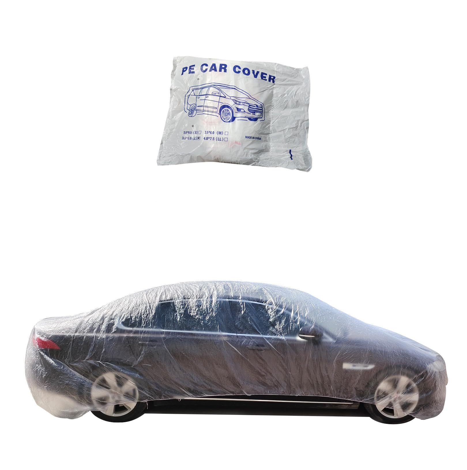 UINIEBOOM Clear Plastic Disposable Car Protective Cover Temporary Universal Rain Dust Garage Full Coverage Car Cover Compatible with