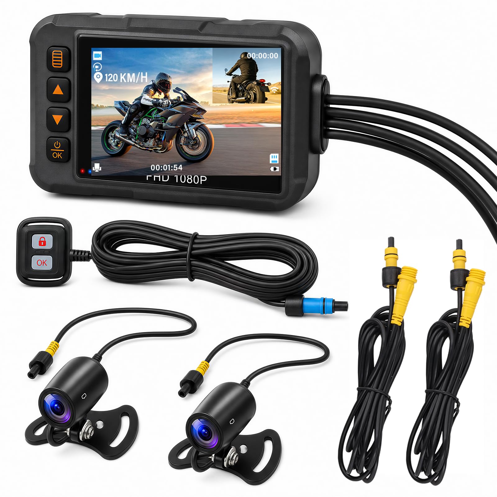 Motorcycle Dash Cam Front and Rear,3 Inch Screen Motorbike Dual Camera DVR, IP67 Waterproof Motorbike Camera with GPS Light Vision G-Sensor,Loop Recording,Dashcam-image-26