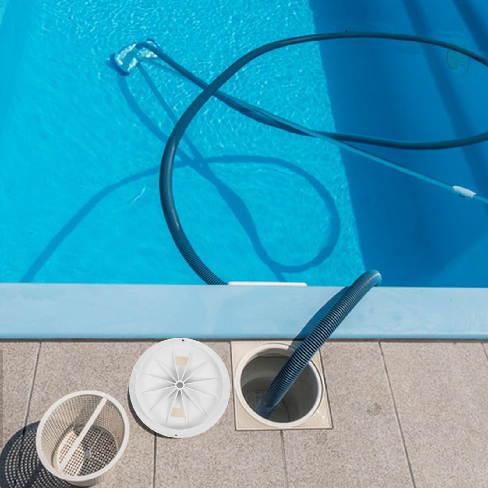 Abaodam Cubierta Redonda para Skimmer de Piscina de Abs Prevención de Residuos y Amplia Compatibilidad para Repuesto Exterior E Interior