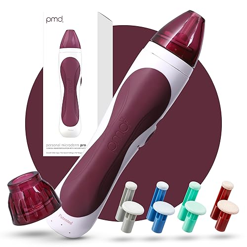 PMD Personal Microderm Pro - Máquina de microdermoabrasión en casa con kit para cara y cuerpo, con cristales exfoliantes y succión al vacío para una
