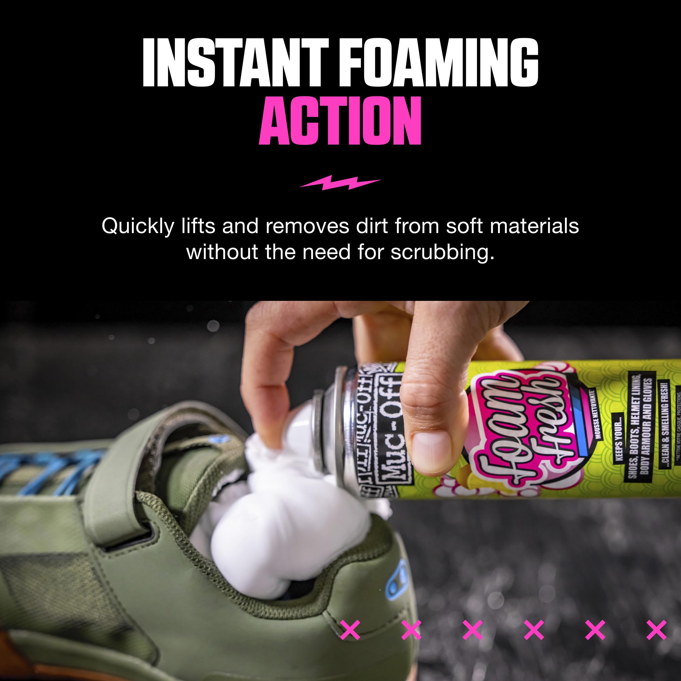 Muc-Off Espuma Fresh, 400 Ml - Limpiador de Espuma con Intenso Aroma Cítrico - Para Uso en Revestimientos y Acolchados de Cascos, Guantes, Botas y Cascos de Moto