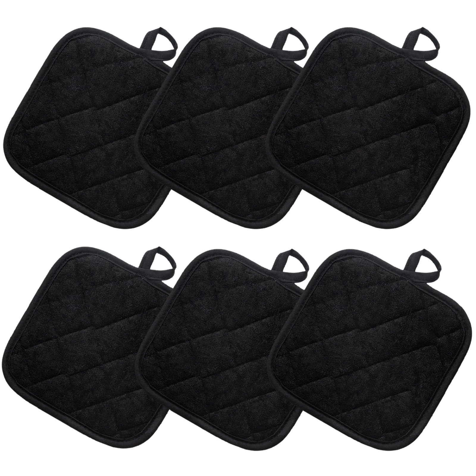 Sibba Lot De 2 Maniques Noires Avec Poche, Maniques En Coton Résistant à La Chaleur, Dessous De Plat De 17,8 X 22,9 Cm, Grands Sous-plats Carrés Pour Cuisine Et Pâtisserie