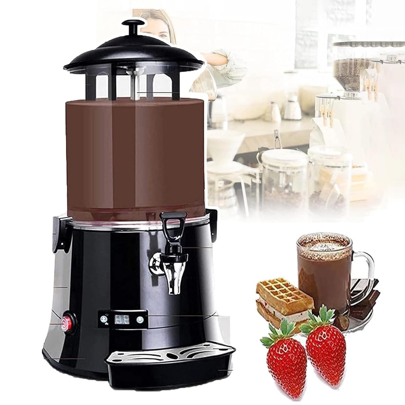Distributeur De Chocolat Chaud Électrique 10 L avec Chauffage Et Mélange Et Affichage LED,5L