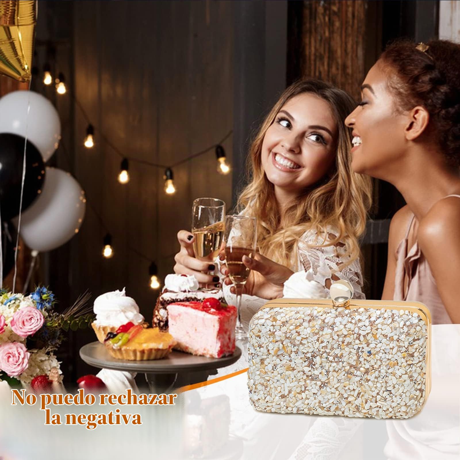 Bolsa de Noche para Mujer Diamantes de Imitación Clutch Bolsos Bandolera con Cadena Bolso de Fiesta Elegante Bolso de Hombro para Fiesta de Graduación Boda Banquete Oro