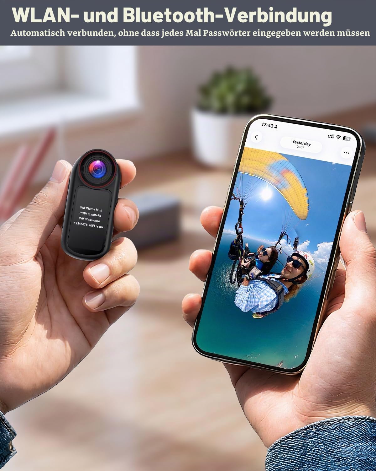4K Mini Body Cam mit 1,5-Zoll-Display, POV Wearable Action Cam mit EIS & WiFi, Magnetische Daumenkamera, Tragbare Helm-/Brust-/Haustierkamera für Vlogging, Wandern, Radfahren, Skifahren, Motorrad