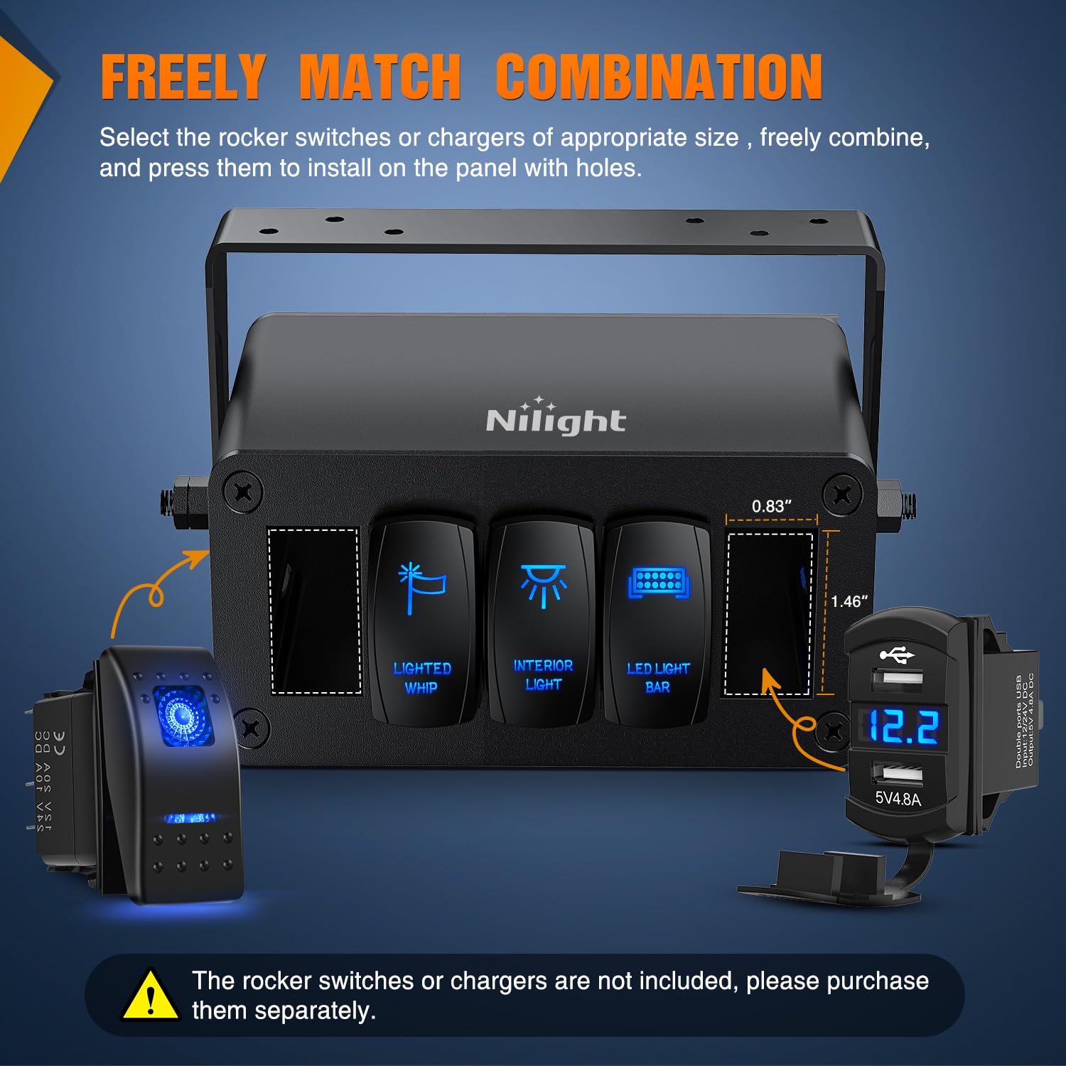 Snapklik.com : 5 Gang Rocker Switch Box 5 Holes Panel Detachable ...