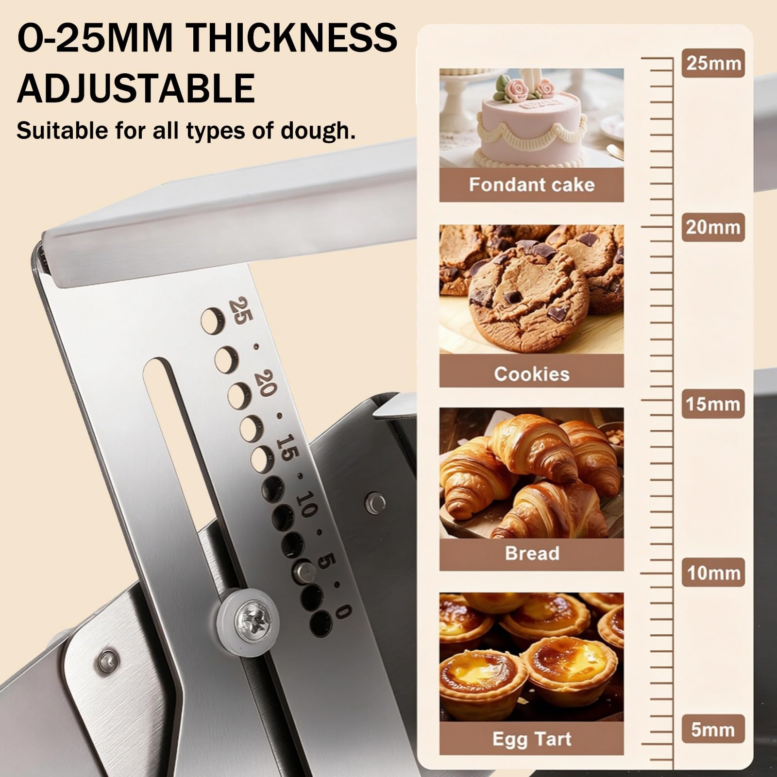 Tragbare, Faltbare Teigausrollmaschine mit Einstellbarer Teigstärke | Von 0–25 mm, Professionelle Teigausrollmaschine für Croissants und Pizzabäckereien(A300)