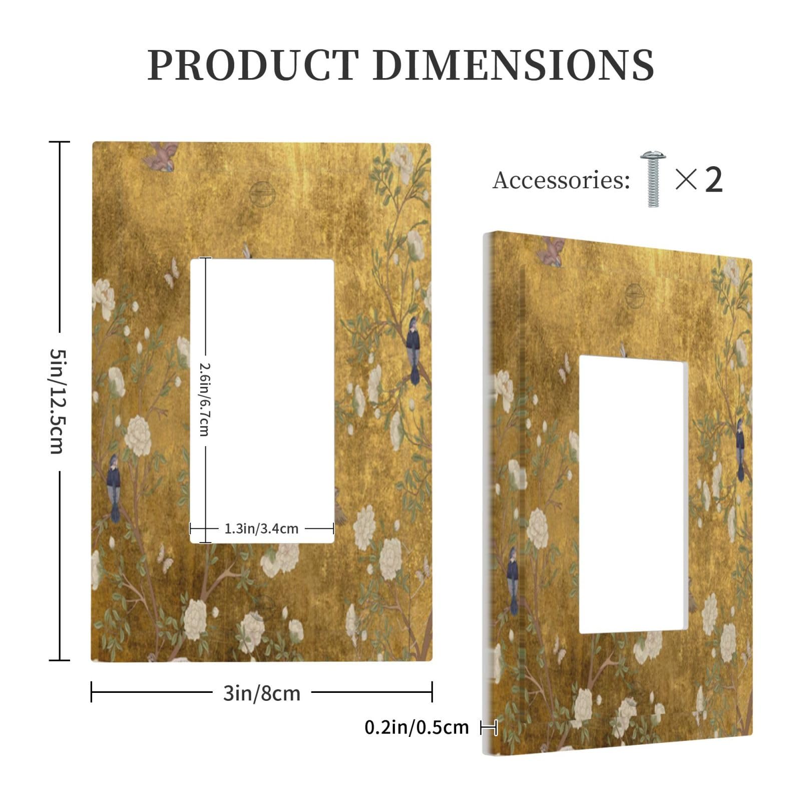 Vintage Floral Outlet Covers - White & Gold -5 Vintage Floral Outlet Covers - White & Gold -5