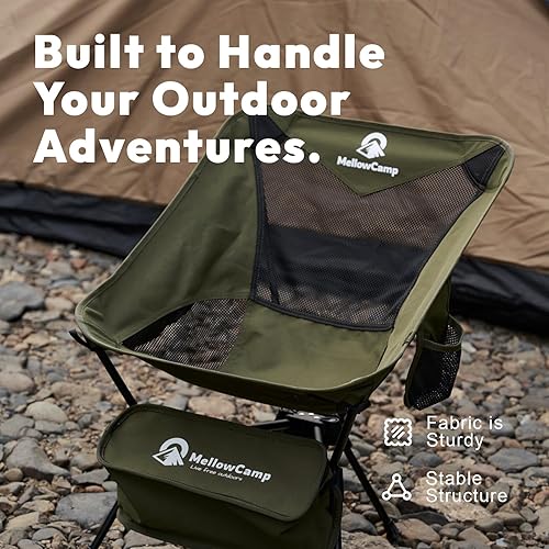 Miniatura 7 de MellowCamp Silla de camping, ultraligera plegable para senderismo, camping, mochilero, playa, viaje en carretera (verde oliva)