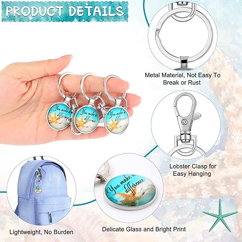 Miniatura 3 de Bucherry 30 juegos de regalos de historia de estrellas de mar, llaveros de agradecimiento con las que marcas la diferencia, tarjetas con bolsas de