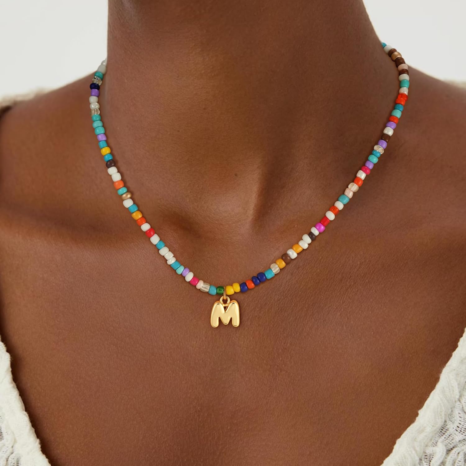 Valentines Day Gifts for Kids Girls Classroom - Colorful Beaded Initial Necklace for Girls Kids Women Teen Girl Gift Trendy Stuff Birthday Gift for 5 6 7 8 9 10 Year Old Girl Jewelry - Image 3