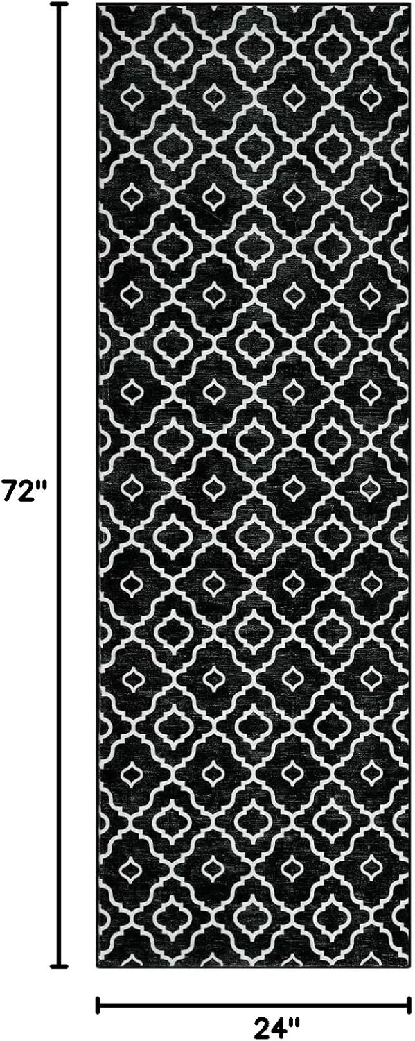 FairOnly Washable Area Rug 2x6 Moroccan Runner - Non-Slip, Modern Geometric Design for Hallway, Kitchen, Bedroom & Bathroom