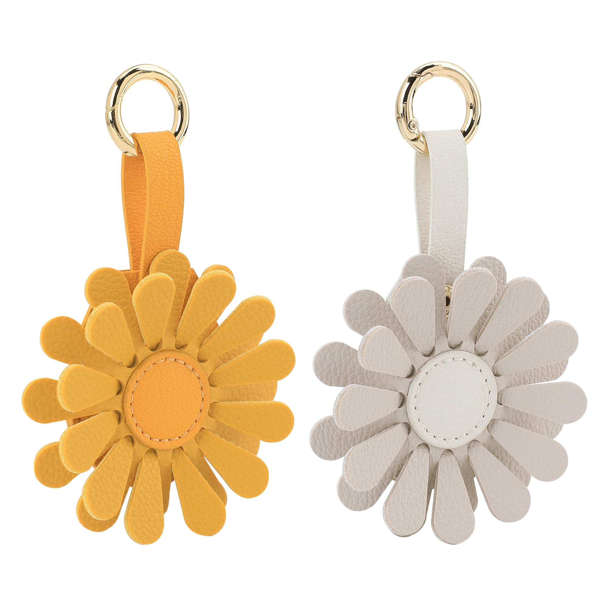 URIZZD Air Tag Keychain for Apple Airtags Holder, 2 Pack Flower Air Tag Cases, Leather Cover for AirTags Holder