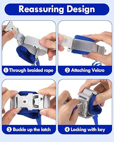 Miniatura 5 de Lehoo Castle Correa para niños, correa de muñeca antipérdida de 4.9 pies para niños pequeños con bloqueo de llave, correa reflectante para niños,