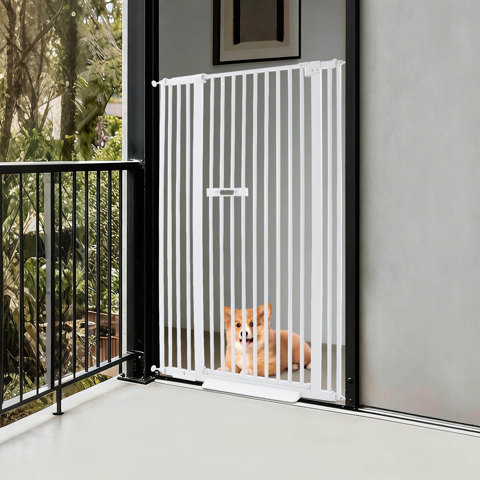 Griglia di sicurezza per porta, senza foratura, regolabile, larga (86-95 cm), per cani e gatti, altezza 150 cm, con chiusura automatica, per scale