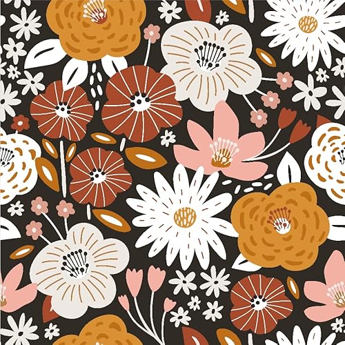 SOEWIOU Floral Peel and Stick Wallpaper,300 * 44.5cm Colorful Waterproof Wallpaper White/Orange/Pink/Red Removable Floral Contact Paper for Nursery Home Decorations