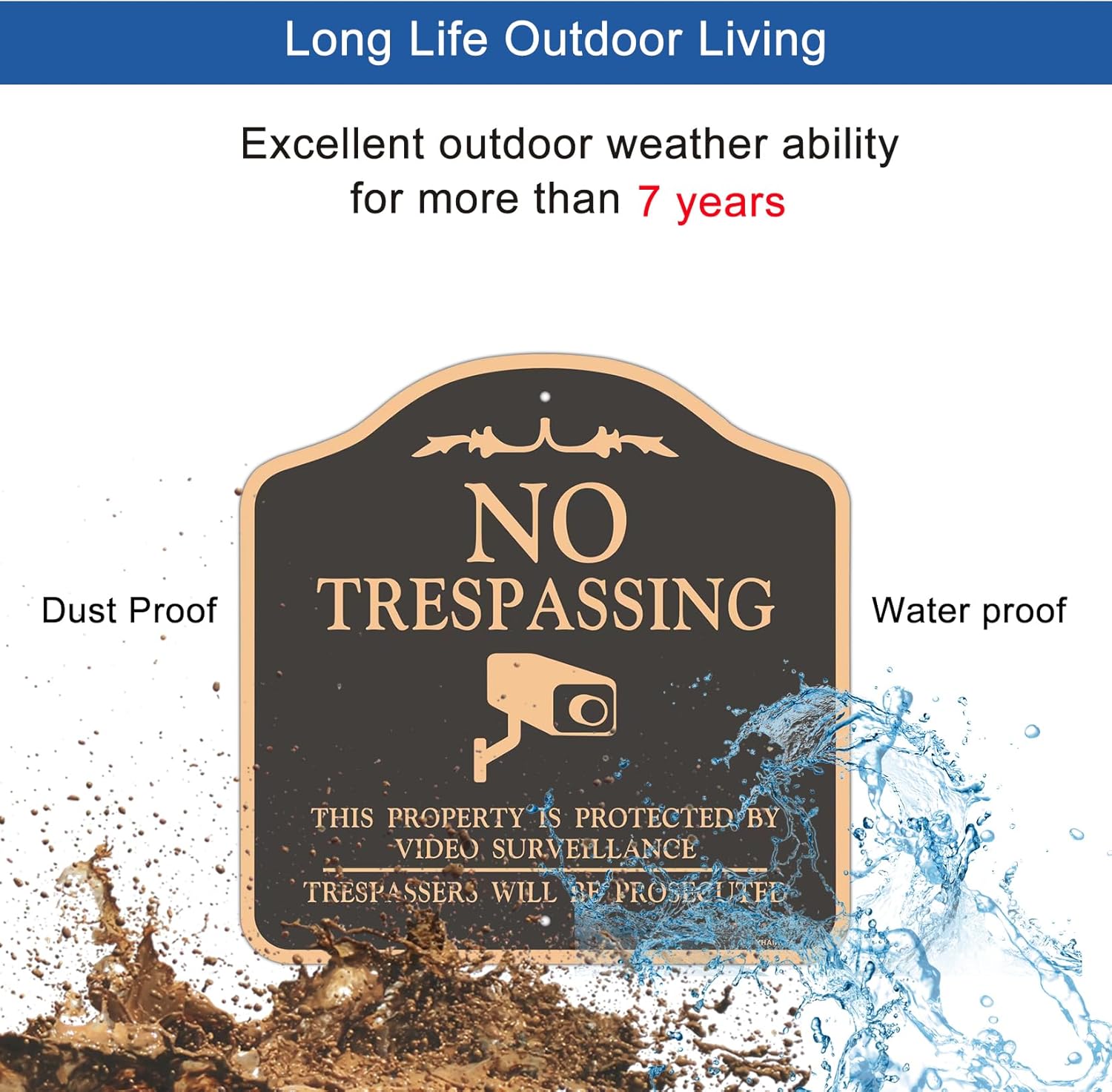 Lサイズ (2パック) 不法侵入標識 ビデオ監視サイン 屋外 金属 アルミニウム 取り付けが簡単な金属製ヤード杭付き 12x12イン