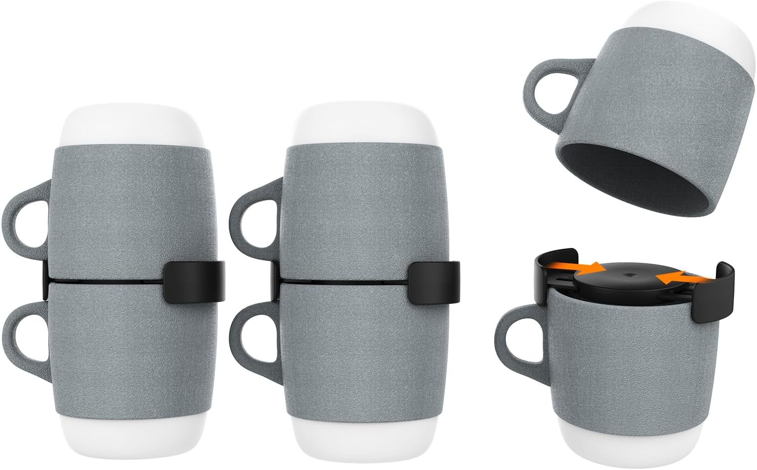 6 Pcs Mug Organizer for Cabinet, Coffee Mug Stacker, Coffee Cup Holder, Capboard Space Savor, Black