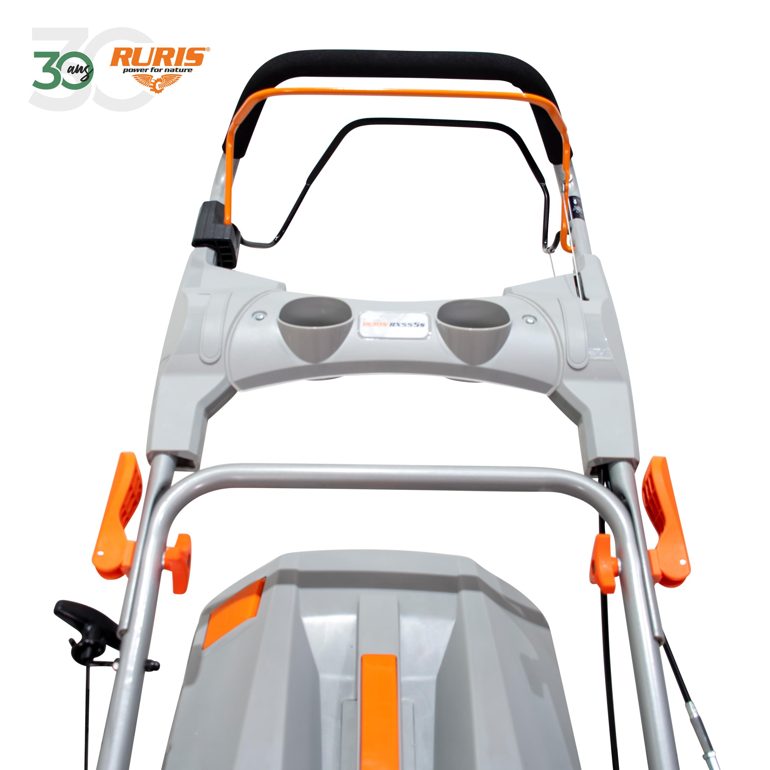 RURIS POWER FOR NATURE - Cortacésped térmico RX555s Motor Honda 5,2 CV, 202 CC, 530 mm, Bolsa 65 l, propulsa automática, 5 en 1: Recogida, eyección Trasera y Lateral, Mulching, Limpieza