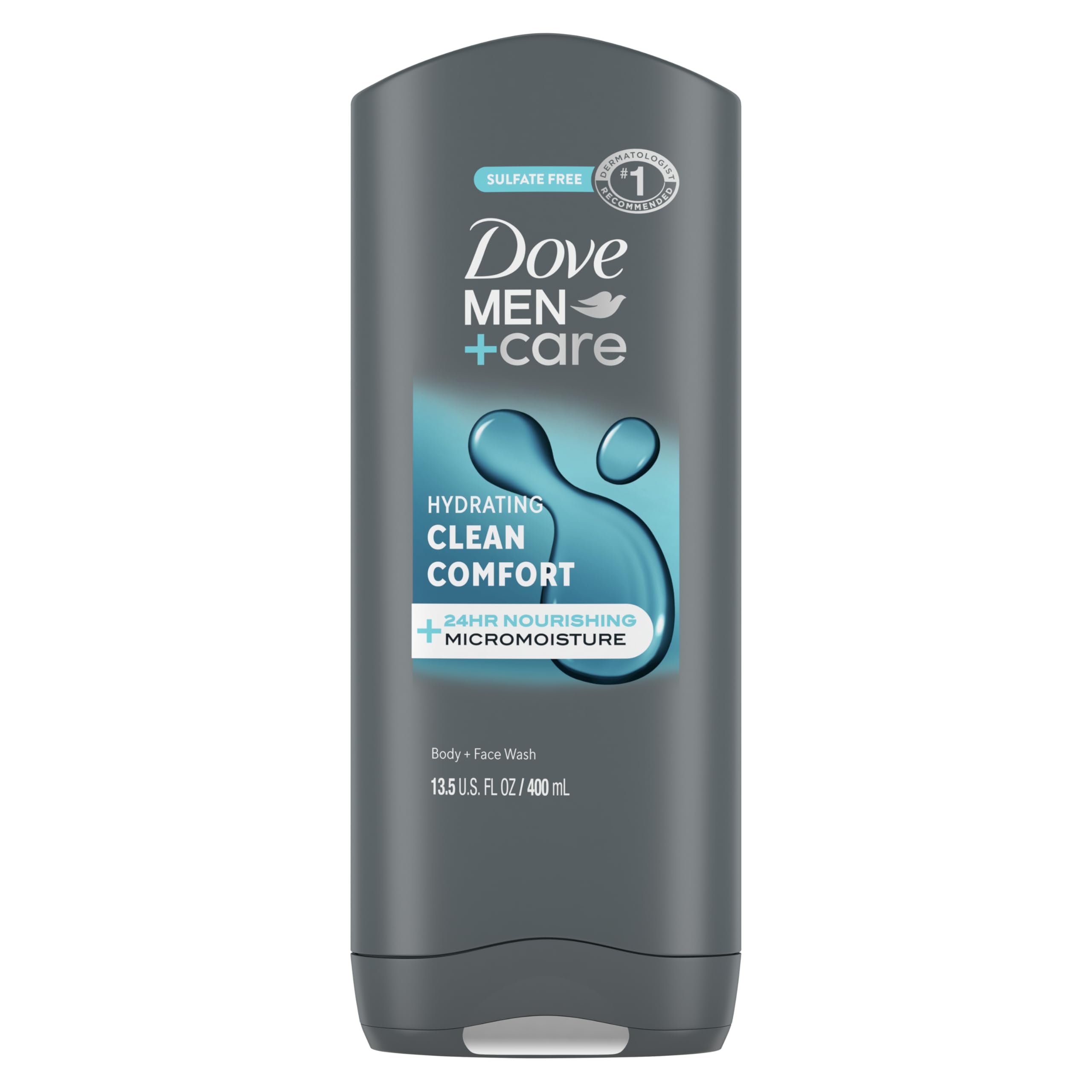 Dove Men+Care Body and Face Wash Hydrating Clean Comfort Body Wash for Men with 24-Hour Nourishing Micromoisture Technology 13.5 oz