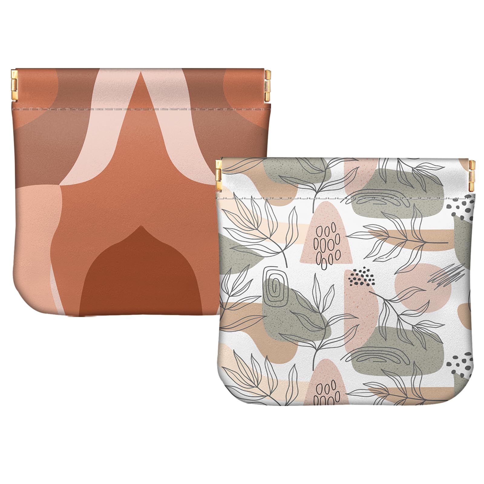 BHAHB 2 Stück Münzbörse Klein Geldbeute,PU-Leder Mini Geldbeutel Kleingeldtasche Schlüsseltasche,Niedlich, ästhetisch, für Damen Mädchen Herren (I16-Rotes Blockblatt)