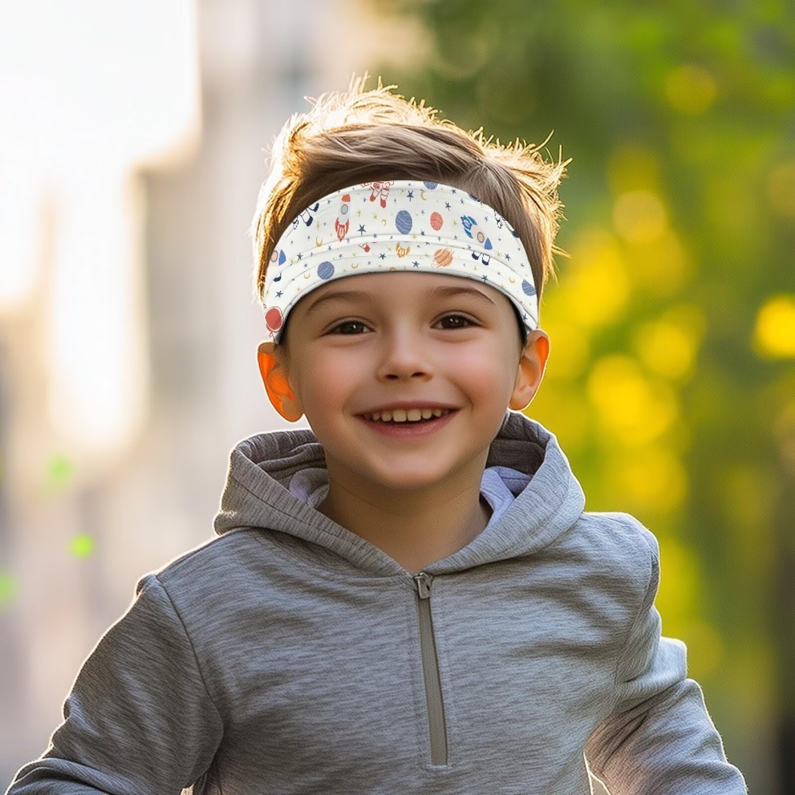 Uorisanigo Kids Headbands Cartoon Pattern Headbands for Kids Cute Sport Sweat Absorbing Elastic Hairband for Boys Non Slip