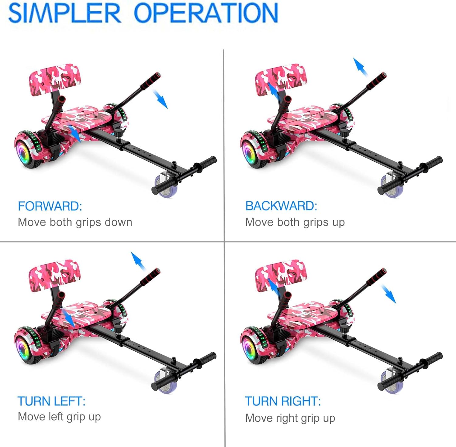 SISIGAD Scooter Seat Attachment, Adjustable Scooters Accessories, Scooter Go Kart Attachments, Compatible with 6.5”/ 8.5”/ 10” Scooters (Scooter Not Include)-Pink camo
