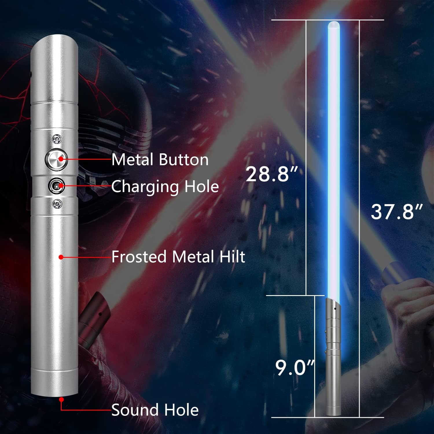 Lightsaber RGB 7 Color Metal Hilt Light Saber Swing USB Rechargeable Light Sword with Sounds Effect for Kids Adults