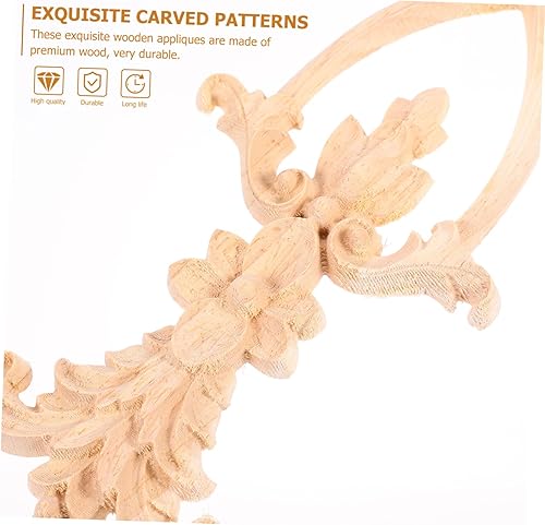 Miniatura 2 de Abaodam 2 unids calcomanías de decoración de gabinete de madera Onlay Applique Armario Floral Onlay Muebles Centro de Apliques Puerta sin pintar