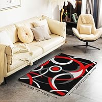Vista 3 de jejeloiu Alfombra de Área con Líneas de Tiras Geométricas, Alfombra Decorativa para Sofá, Juego de Alfombras Decorativas Abstractas para Dormitorio