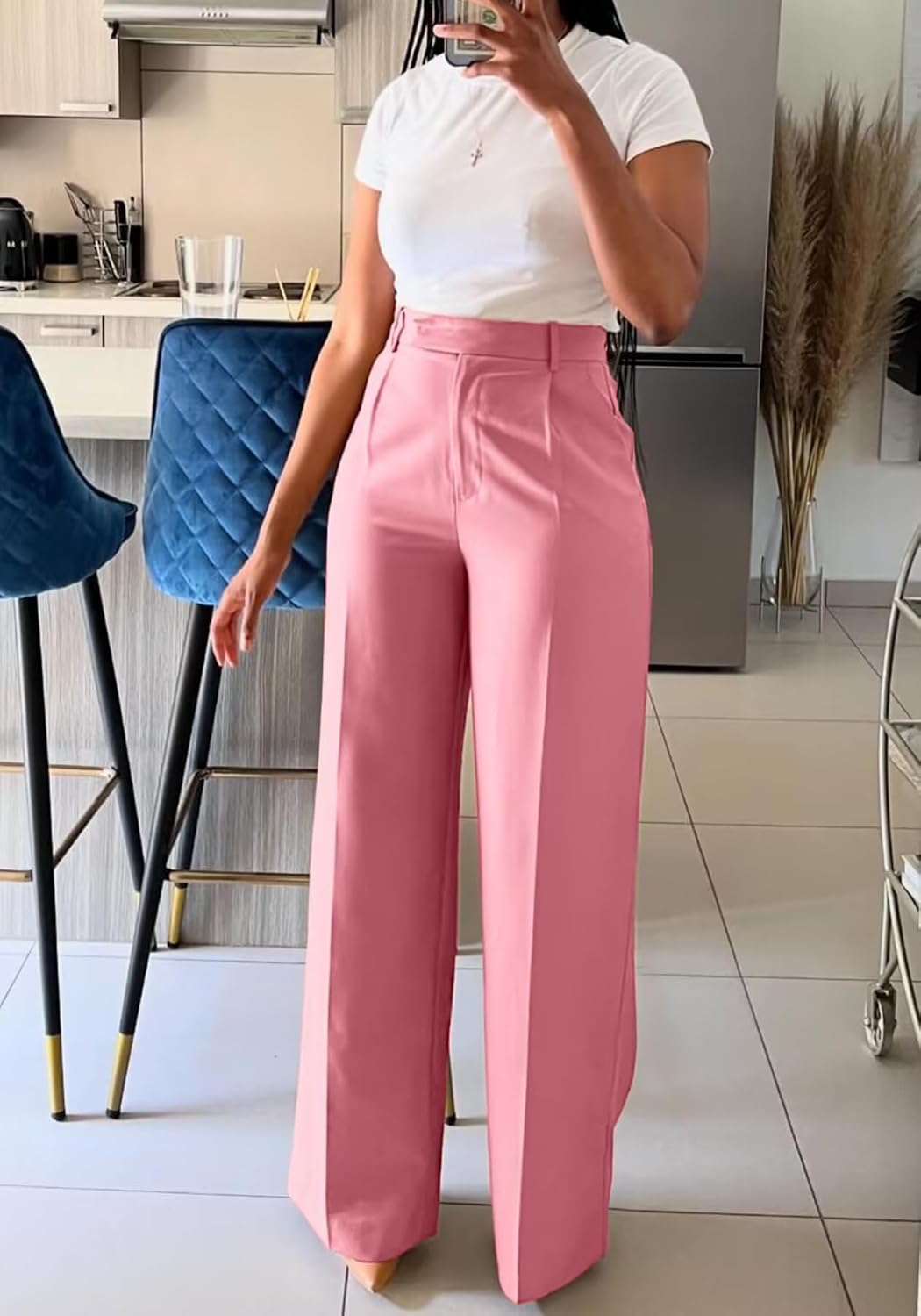 Dress Pants for Women Wide Leg High Waisted Straight Slacks Work Trousers - Image 5